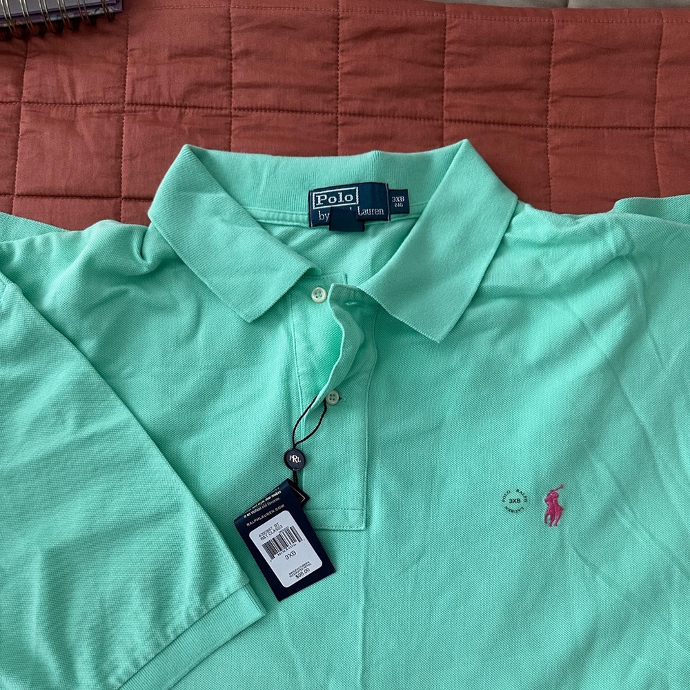 Polo by Ralph Lauren Men's Mint Polo with Pink Pony
